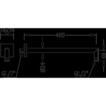 Sprchová hlavice TRES Sprchové rameno chrom 40 cm kulaté 1/2" hranatá krytka 06243201