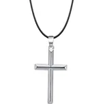 Majya Stříbrný přívěsek KŘÍŽ s koženou černou šňůrkou 45 cm | šířka 2,0 mm Ag/; ≤5,04 g 11269