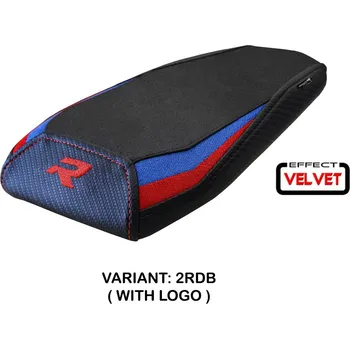 Moto sedlo TPZ Italia potah sedla spolujezdce BMW M 1000 R (22-24) Tayma Velvet model potah sedla: s logem 2RDB (red-blue)