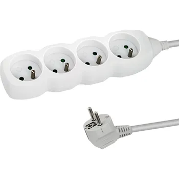 Elektrická zásuvka Prodlužovací šňůra 230V CEE7 (vidlice)-zásuvka 4x, 1,5m, VDE approved, bílá ELK205W