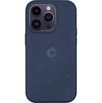 Pouzdro na mobilní telefon Covereon LEATHER kožený kryt s MagSafe na iPhone 14 - Navy Blue
