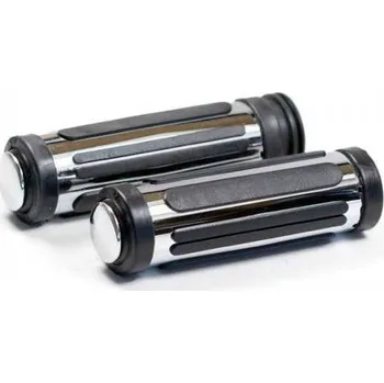 Chromové gripy na motorku - 1'' Zoll 25, 4 mm, černé, uzavřené, délka 125 mm
