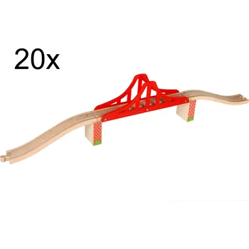 Dřevěná hračka Dřevěný železniční most s plastovými postranicemi, 20 ks