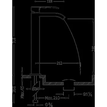 TRES CUADRO chrom umyvadlová 318mm s kaskádou 00681001