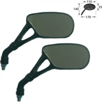 Zrcátko pro motocykl Univerzální mini černá zrcátka AERO na motorku, závit M10 1x pravý a 1x levý