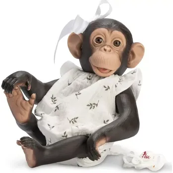 plyšák Šimpanzí slečna Lola s bílou mašlí od firmy Asivil ze Španělska (Vinylové tělíčko - 35 cm)