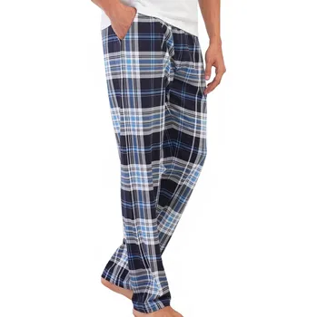 Pánské pyžamo Šedé a černě i modře kárované pyžamové kalhoty pánské z bavlny 1XL-4XL 1P1875 šedá 3xl