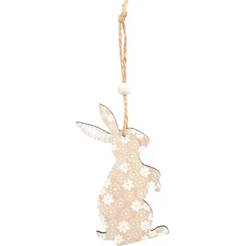 Velikonoční dekorace Závěs dřevo zajíc 17x6cm/2ks natur