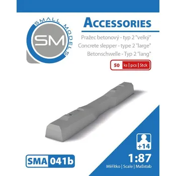 Modelová železnice pražec betonový - typ 2 velký (50ks) sma 041b