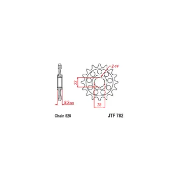 Řetězová sada pro motocykl Řetězové kolečko JT JTF 782-16 16 zubů, 525