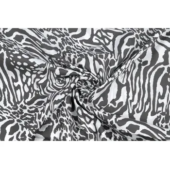 Popelín bílo šedý zvířecí vzor