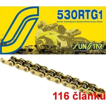 Řetězová sada pro motocykl Sunstar řetěz 530RTG1 barva zlatá, 116 článků