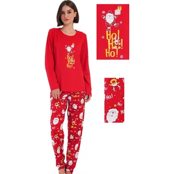 Dámské pyžamo Červené i bílé Vánoční pyžamo pro ženy či dívky Ho ho ho - Santa Claus 1B2186 červená s