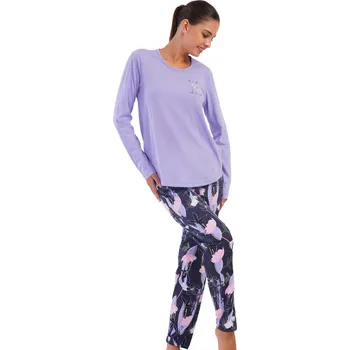 Dámské pyžamo Fialové i modré pyžamo pro ženy či dívky a nádherné lila květy 1B2196 fialová l