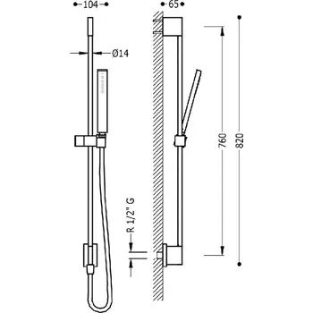 Sprchový set TRES sprchový set chrom s tyčí 820mm a integrovaným přívodem vody 03493201