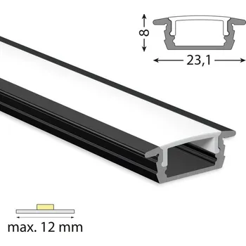 Průmyslové svítidlo MCLED Profil AL 23/8mm VP černý 3m komplet ML-761.373.43.3