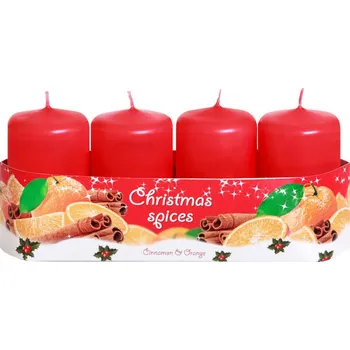 Svíčka Svíčka adventní vonná CHRISTMAS SPICES d4x7cm 4ks skořice-pomeranč