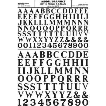 Modelová železnice propisot písmena Roman R.R. černá Woodland Scenics MG713