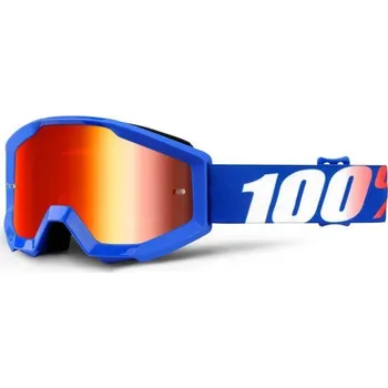 Motocyklové brýle MX brýle 100% Strata Nation dětské červené plexi s čepy pro slídy