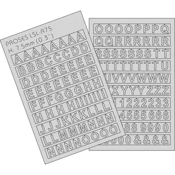 Modelová železnice písmena 7,5 mm Proses PLSL-A75