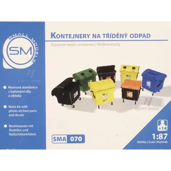Modelová železnice kontejnery na tříděný odpad (7 ks) sma 070