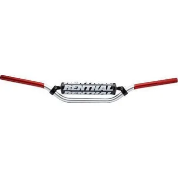 RENTHAL řídítka 7/8 CALA 22mm MX HANDLEBAR SILVER/RED JIMMY BUTTON PADDED, barva stříbrná/červená s hrazdou HONDA XR650C rok 93-99