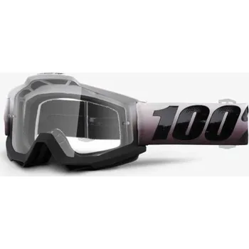 Motocyklové brýle MX brýle 100% Accuri Invaders bílá/černá, čiré plexi s čepy pro slídy