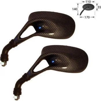 Zrcátko pro motocykl Univerzální mini zrcátka AERO, plastová, carbon, 2x pravý závit M10