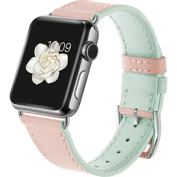Řemínek na hodinky AW Apple Watch řemínek - Kožený CANDY Šířka uchycení řemínku: 44/45/46/49mm, Barva: Růžový vnějšek - zelený vnitřek IR-AWCAND03