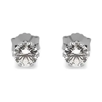 Náušnice Minimalistické náušnice se zirkony v bílém zlatě 4mm, 14K IZ28310A + dárkové balení LUXUS zdarma