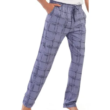 Pánské pyžamo Modrošedé a černě šrafované pyžamové kalhoty pánské z bavlny 1P1881 modrá m