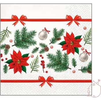 Papírový ubrousek Papírové ubrousky s vánoční růží tří vrstvé