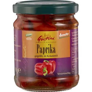Gustoni Grilovaná paprika v bylinkovém oleji 190 g bio