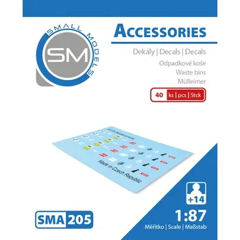 Modelová železnice sada obtisků na odpadkové koše 40ks sma 205