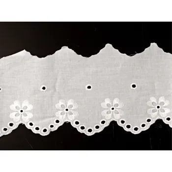 Krajka Snový svět Vyšívaná krajka bavlněná bílá TK0079-90mm