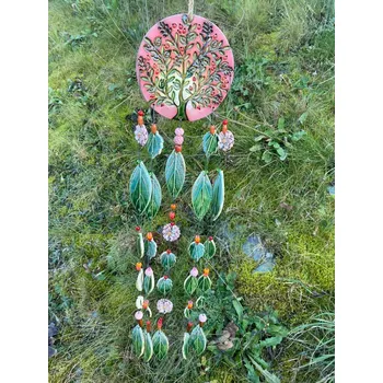 Keramická zvonkohra Strom života růžová