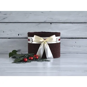 plenkový dort dortNEdort Mini ručníkový dort svařené víno Barva: Hnědá se smetanovou mašlí 728_HNE