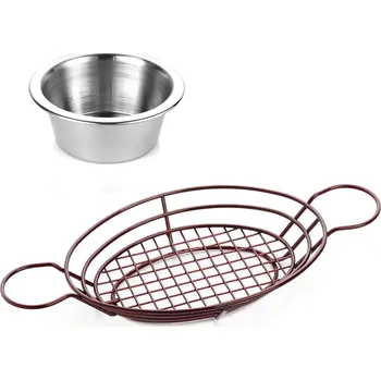 G.Gastro (5 Kusů) Košík na prstové jídlo s dip miskou - oválný