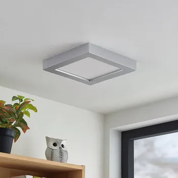 Stropní svítidlo Prios LED Alette, stříbrné, 22,7 cm, 24 W, stmívatelné stříbrná, bílá 1 x 24 W LED