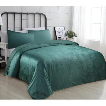 Přehoz na lůžko Přehoz na postel VELVET se vzorem 200/220 cm - tmavě zelená
