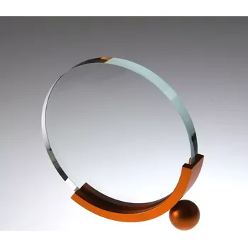 Plaketa kulatá v kovovém stojánku-kulička bronzová (Skleněná plaketa - 160x165 mm)