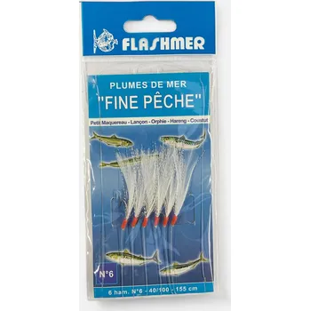 Rybářský háček FLASHMER Návazec na mořský rybolov Fine 6 háčků č. 6 BÍLÝ