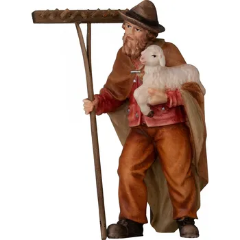 Vánoční dekorace Ornatis Poutník s hráběmi Provedení: Přírodní bez malování, Velikost stojících figur dospělých postav: 8 cm Dřevěná vyřezhávaná soška poutníka s hráběmi