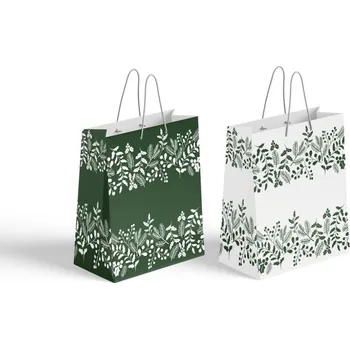 Dárková taška Z - TRADE Taška dárková vánoční větvičky mix bílá,zelená 100x150mm