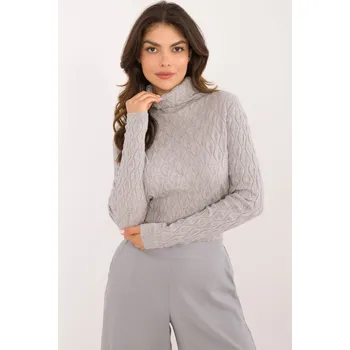 Dámský svetr Wool Fashion Italia Pletený rolák Lilli šedá Velikost: UNI