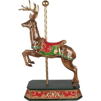 Vánoční dekorace Hnědá dekorace socha Jelen na podstavci - 35*18*56 cm