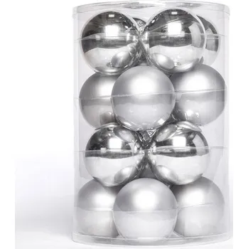 Vánoční ozdoba Sada vánočních ozdob STŘÍBRNÁ 16 ks, pr. 8 cm