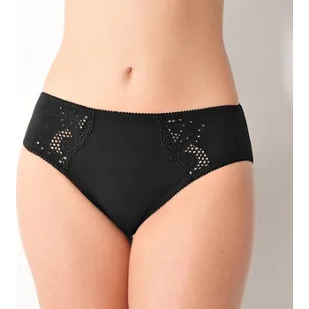 Kalhotky Sada 2 jednobarevných kalhotek midi Olbia zn. Confidence Lingerie® s ažurovou výšivkou černá 54/56