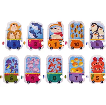 Hračka pro nejmenší Vzdělávací matematické puzzle vláček se zvířátky 1–10