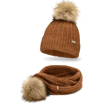 Čepice Pamami Dámský set čepice a šály Wetangula hnědá One size